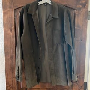 Isda & Co genuine Suede leather taupe jacket or over shirt.  Medium